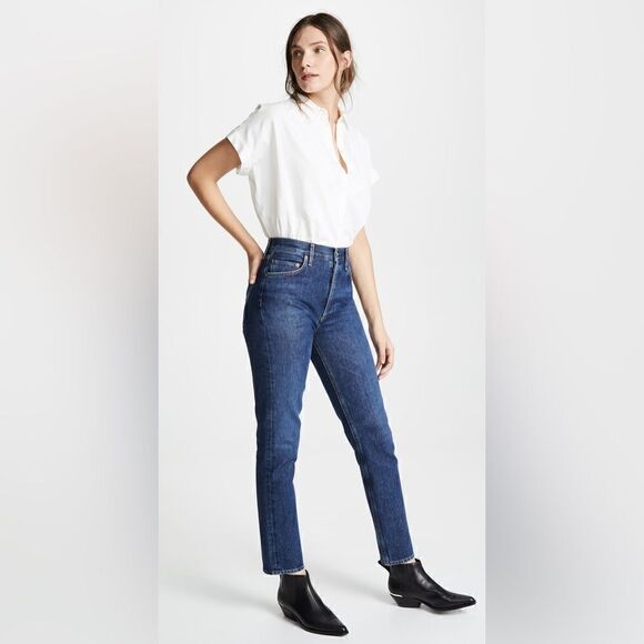 Agolde Remy Wink Wash Jeans Ankle Cropped High Rise Straight Leg Size 24 - Picture 3 of 13